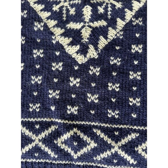 Vintage Illustrations Nordic 100% Shetland Wool Sweater Women's Size Small Blue - Picture 5 of 7